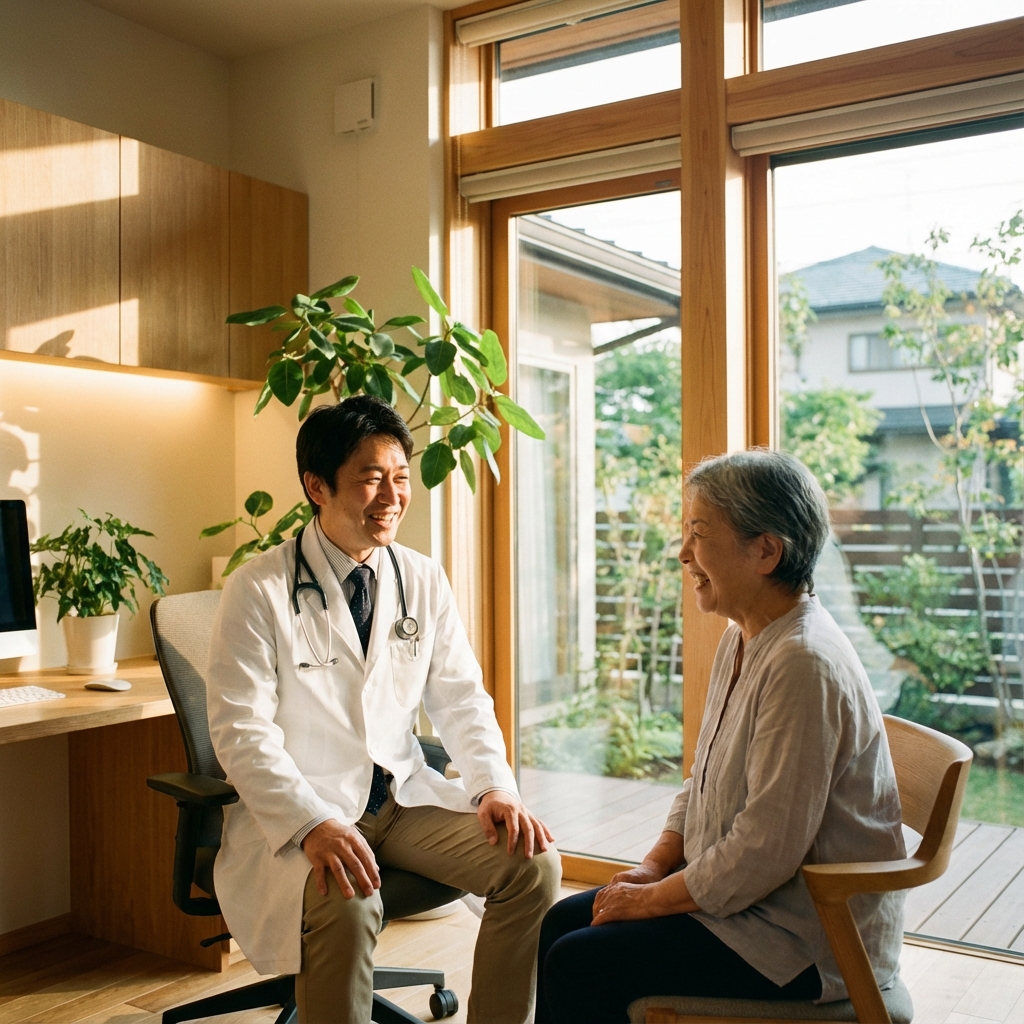 男性医師が患者と温かく対話している様子